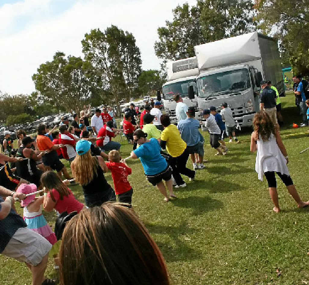 FUN TIMES: At last year’s Brisbane Convoy for Kids people tried their hands at truck pulling. FUN TIMES: At last year’s Brisbane Convoy for Kids people tried their hands at truck pulling.